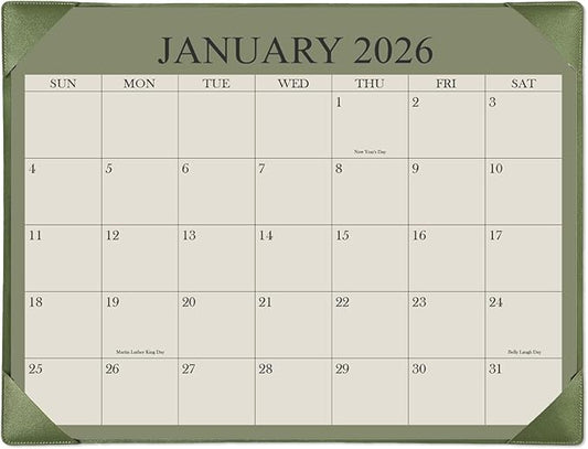 Desk Calendar 2026 with Desktop Mat, 18 Month Small Desk Pad Calendar from January 2026 to June 2027, 8.5" x 11" Desk Pad Calendar 2026 for Home, School Office, Cyan