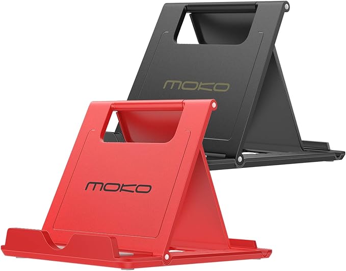 MoKo 2PCS Phone/Tablet Stand, Desktop Holder for 4-11" Device, Fit with iPhone 17/17 Air/17 Pro/17 Pro Max, iPhone 16/Pro/Pro Max/Plus, iPhone 15/Pro/Pro Max/Plus, iPhone 14/Pro/Pro Max/Plus