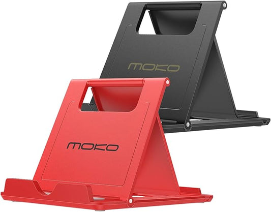 MoKo 2PCS Phone/Tablet Stand, Desktop Holder for 4-11" Device, Fit with iPhone 17/17 Air/17 Pro/17 Pro Max, iPhone 16/Pro/Pro Max/Plus, iPhone 15/Pro/Pro Max/Plus, iPhone 14/Pro/Pro Max/Plus