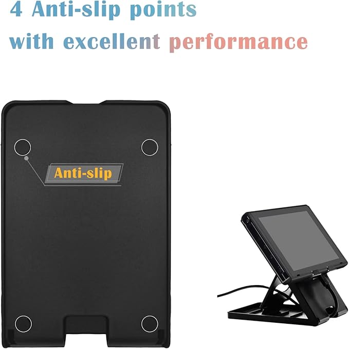UDEE Bracket for Nintendo Switch, Steam Deck,Phone,iPad, Portable Folding Non-Slip Stand,4 Levels Angle Adjustment-Black
