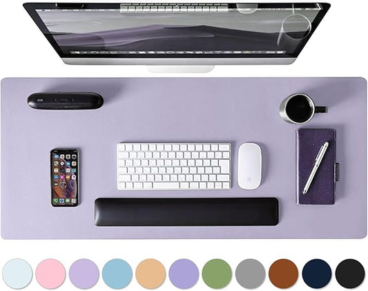 Leather Desk Pad Protector, Mouse Pad, Non-Slip Computer Mat for Desk, PU Leather Office Desk Mat for Home & Office, Waterproof Laptop Desk Blotter for Keyboard and Mouse, VioletTulip (15.7''X31.5'')