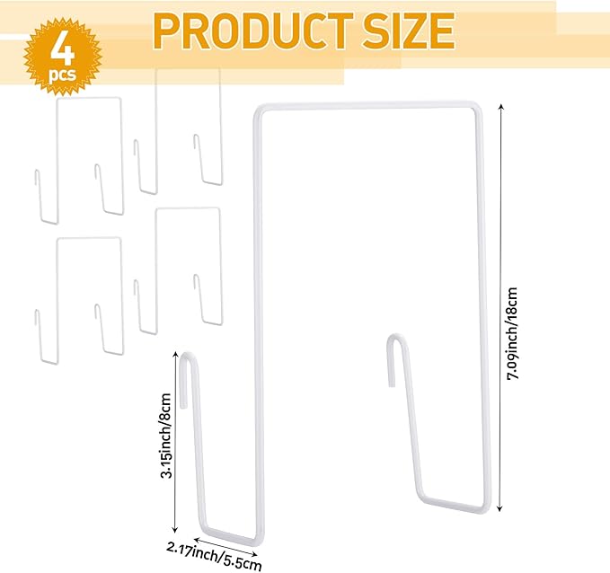 4 Pack Wall Grid Panel Accessories Gridwall Shelf Metal Wire Magazine Holder Literature Display Book Mail Card File Organizer Bookshelf Hooks for Exhibition Trade Show Office Retail (White)