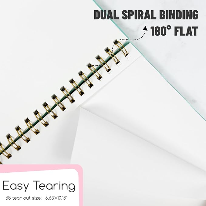 Blank Spiral Notebook B5 Mint Green Hardcover Sketch Book -7.48" X 10.18" 4 Pack unlined Journal for Drawing,160 Pages 100GSM Thick Paper for Note Taking School Office