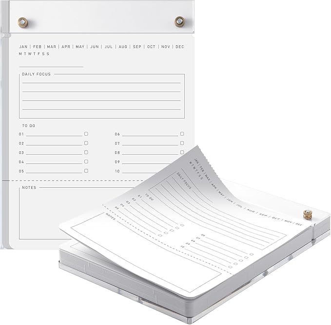 Acrylic To Do List Acrylic Drafters Tablet Planner with 100 Sheets Daily Binder Pad - 6.3 W x 8.46 H for Office Home Desk Accessory