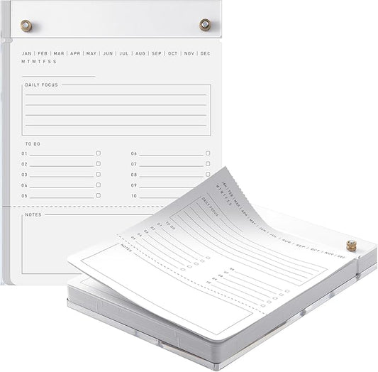 Acrylic To Do List Acrylic Drafters Tablet Planner with 100 Sheets Daily Binder Pad - 6.3 W x 8.46 H for Office Home Desk Accessory
