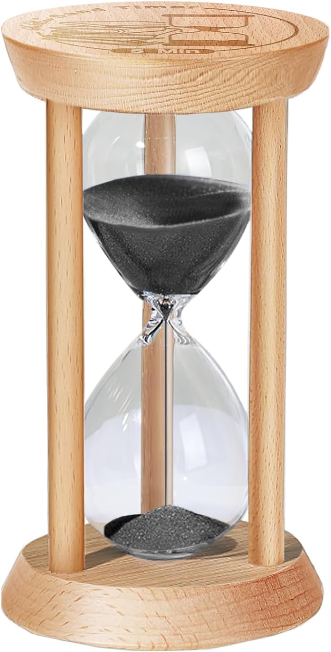 SuLiao Wooden Sand Timer 5 Minute Hourglass, Wood Black Sand Clock, Small Watch 5 Min Timer, Hour Glass Sandglass for Home, Reloj De Arena, Office, Decorative, Game, Classroom