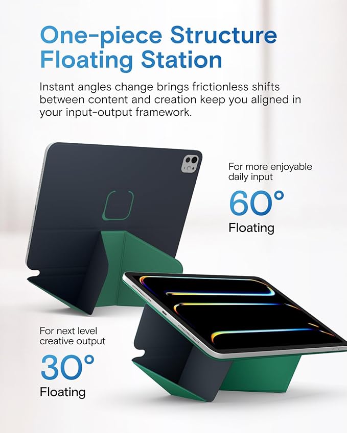 MOFT Dynamic Folio Tablet Stand for Desk Compatible with iPad Pro 13-inch (M5 2025/M4 2024), Slim Magnetic Tablet Holder Case with 20+ Viewing Angles, Navy Blue x Oz Green