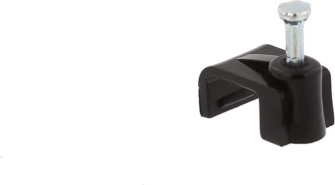 Secure 8.5mm Black Flat Nail Cable Clip for Coax, Ethernet, and Telephone Cable Management - 100 Pack