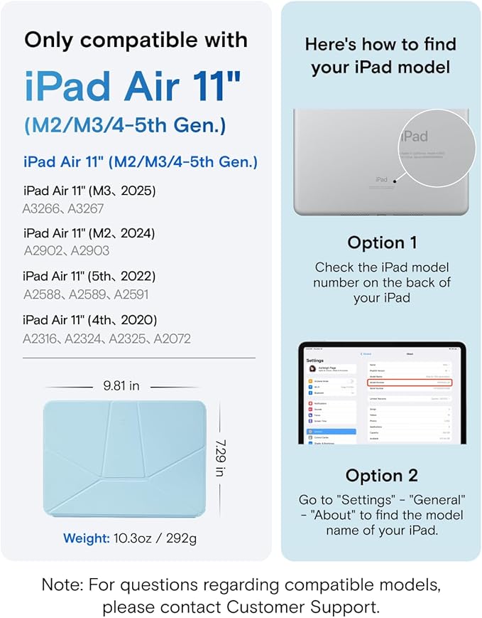MOFT Dynamic Folio Tablet Stand Compatible with iPad Air 11"(M3 2025/M2 2024) & iPad Air 10.9"(5th 2022/4th 2020), Slim Magnetic Tablet Holder with 20+ Viewing Angles, Soothing Mist x Misty Cove