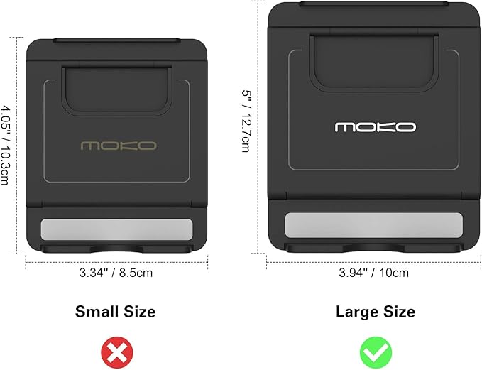 MoKo Phone/Tablet Stand, Foldable Desktop Holder Fit with iPhone 17/17 Air/17 Pro/17 Pro Max, iPhone 16/Pro/Pro Max/Plus, iPhone 15/Pro/Pro Max/Plus, iPhone 14/Pro/Pro Max/Plus,Steam Deck,Black(Large)