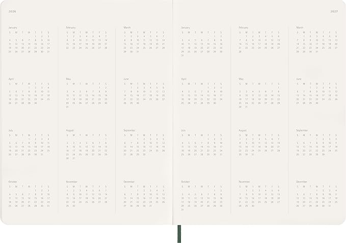 Moleskine 2026 15-Month Essential Planner, Soft Cover, Weekly Vertical, XXL (8.5" x 11"), Myrtle Green, 144 pages