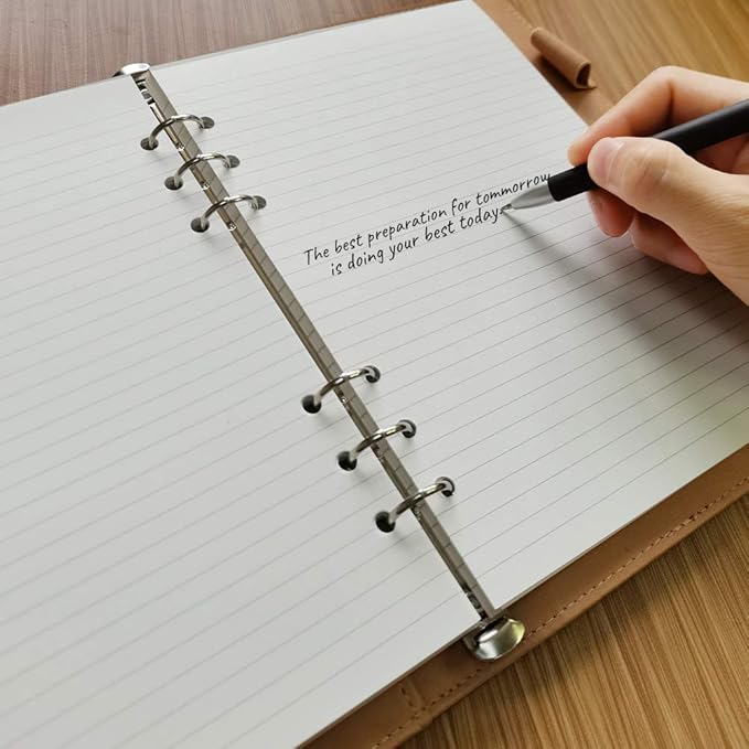 A5 Lined Paper, Refills for Filofax Planner, Organizer, Binders, 6 Hole Punched, 100 Sheets/200 Pages, 100gsm, White, 5.8 x 8.2 Inch