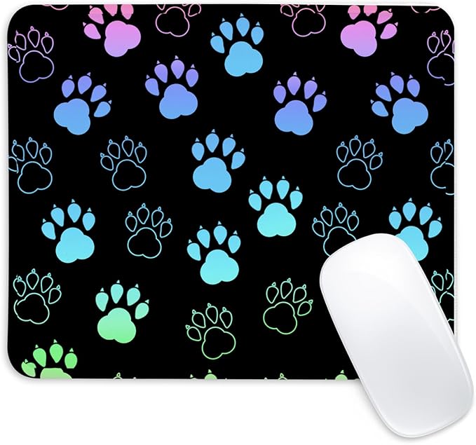 Dog Paw Square Mouse Pad,Non-Slip Rubber Base Mouse Pad,Home Office Decoration Desktop Accessory,Laptop Mouse Pad for Office Laptops,9.4x7.8x0.12inch 3
