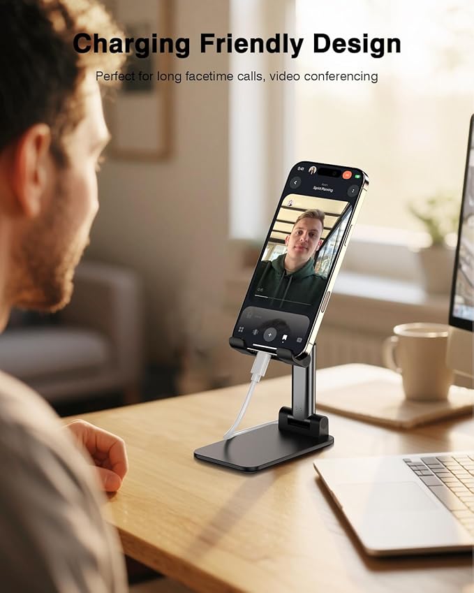 Yoozon 𝟐𝟎𝟐𝟓 𝐔𝐩𝐠𝐫𝐚𝐝𝐞𝐝 Cell Phone Stand for Desk, Adjustable Foldable Phone Holder, Portable Cellphone Stands for All Smart Phones for Switch, Office Desk Accessories