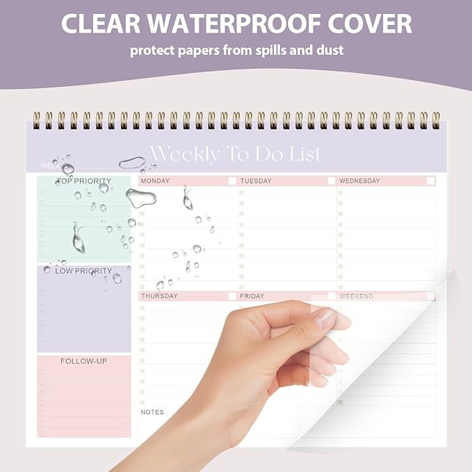 Weekly To Do List Notepad, Undated Planner with 52 Sheets (8.5''x11''), Desk Weekly Planner for Women & Man, Home School & Work (Pack of 2)
