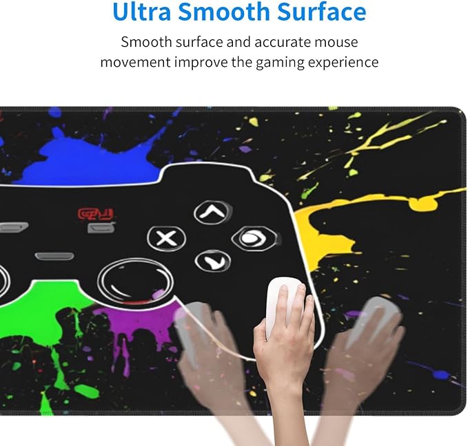 Game Joystick XL Large Mouse Pad with Stitched Edges Long Non-Slip Rubber Base Mousepad Gaming Theme Laptop Keyboard Mat Desk Pad for Office Home Desk Decor, 31.5" X 11.8"