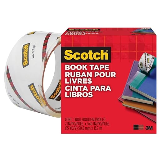 Scotch Book Tape, 2 in x 540 in, Excellent for Repairing, Reinforcing Protecting, and Covering (845) - (3-Pack)