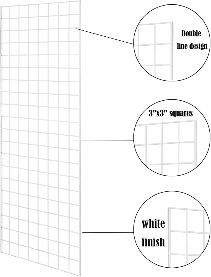 Heavy Duty Grid Wall Commercial Grade Gridwall Panels – Grid Panel for Any Retail Display Wall Grid 2' Width x 5' Height, White (Pack of 3)