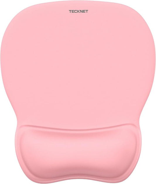 TECKNET Gel Mouse Pad with Wrist Rest, Ergonomic Office Mousepad with Wrist Support - Non-Slip & Smooth Surface Comfortable Desk Accessories Mat for Office, Gaming and Study - Pink