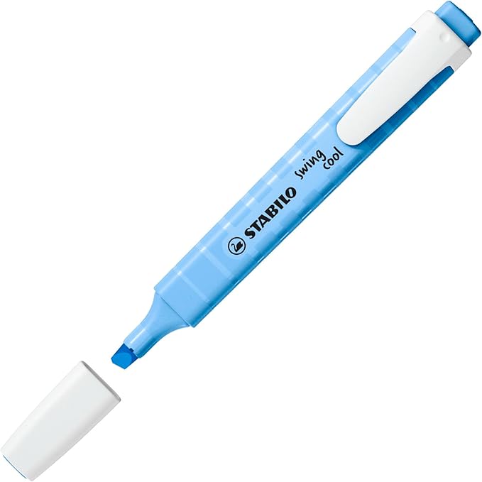 STABILO Highlighter swing cool Pastel - Pack of 8 - Assorted Colors, Portable, Clip Closure, Office + School Supplies