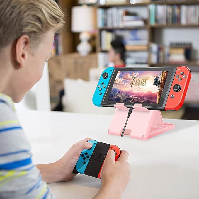 Stand Compatible with Nintendo Switch, Adjustable Switch Playstand, Foldable Phone Stand for Desk, Compact & Portable Switch Holder Accessories (Black)