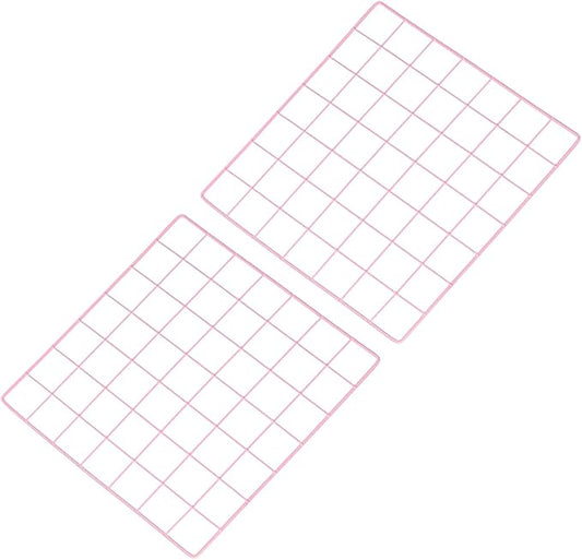 PATIKIL 14"x14" Wire Grid Panel, 2 Pack Board Photo Pictures Memo Display Grid Panels Hanging Organizer Wall Decorative Panel for Home Office Wedding, Pink