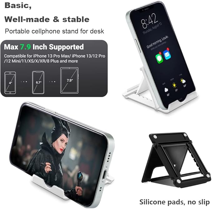 4 Pack Portable Cell Phone Stand Holder for Desk, Foldable Pocket-Sized Mount, Universal Adjustable Desktop Mobile Phone Kickstand Compatible with iPhone IPads Kindle Android Colorful
