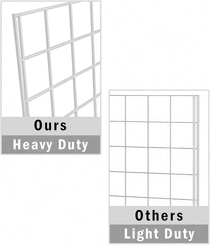 Heavy Duty Portable Gridwall Display Panels – 3 × 2' × 6' Black Metal Wall & Freestanding Display for Retail, Trade Shows, Art Studios, Garage & Home Organization, White Finish