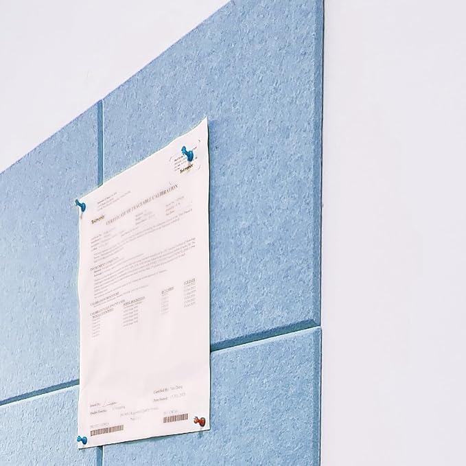 Large Cork Board Alternative, 11.8''x11.8'' 6 Pack Felt Bulletin Board with Safe Removable Adhesive Tabs, Connectable Felt Wall Tiles Bulletin Boards Cork Boards for Walls Pin Board Tack Board-Blue