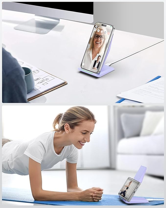 NANAMI Wireless Charger - Fast Qi-Certified Wireless Charging Stand Compatible Apple iPhone 17/17 Pro/17 Pro Max/16/15/14/13/12 Pro, Desktop Phone Charger for Samsung Galaxy S25/S24/S23/S22/S21