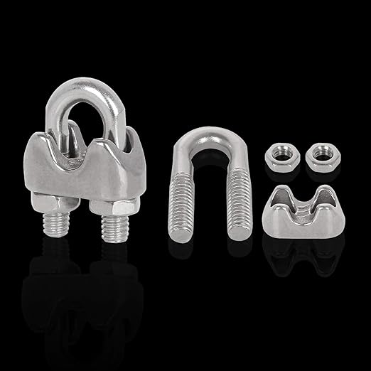 40 PCS 1/4" Stainless Steel Wire Rope Cable Clip Clamp M6 Wire Rope Clamp Wire Rope Cable Clip Clamp U Bolt Saddle Fastener