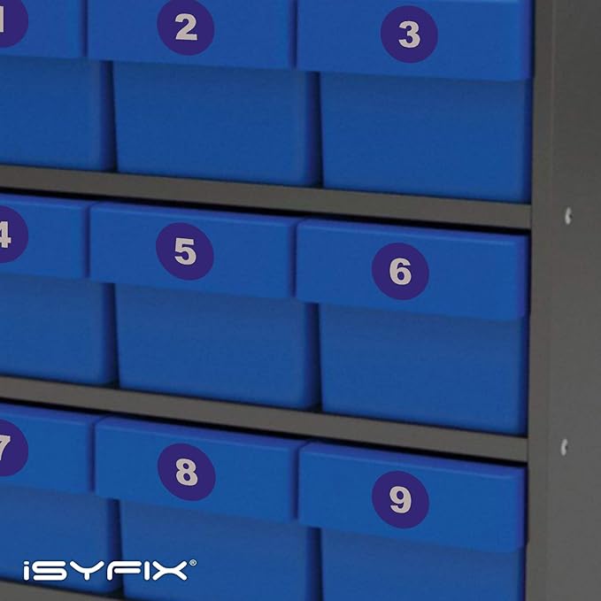 iSYFIX Blue Consecutive Number Stickers – 1 to 100, 1.5-inch, 1 Set – Vinyl Self Adhesive Premium Decal, Ideal for Inventory, Storage, Organizing, Boxes, Bins, Toolbox, Lockers & More, Indoor/Outdoor