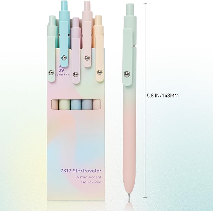 Gel Pens, 5 Pcs 0.7mm Quick Dry Black Ink Pens Fine Point Smooth Writing, Cute Office School Supplies Gifts for Women (Gradient)
