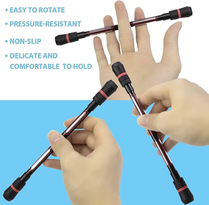 XIANNV 4 Pcs Pen Spinning Cool Spinning Pens Stationery Set，Pen Spinner for Girls Boys Kids Teens Student Gift, Black Ink, （0.5 mm）