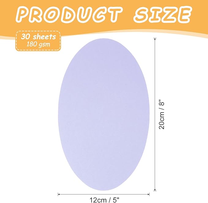 MECCANIXITY 8 Inch Oval Card Stock, 30 Pcs Colored Cutouts Paper Thick Cardstock Coaster for DIY Craft Projects Classroom Bulletin Board Decor, Light Purple