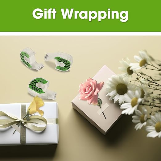 Invisible Tape with Refillable Tape Dispenser, Holiday Supplies and Gift Wrap Tape, Great for Christmas Crafts, Matte Finish, 3/4 in x 650 in 6 Pack