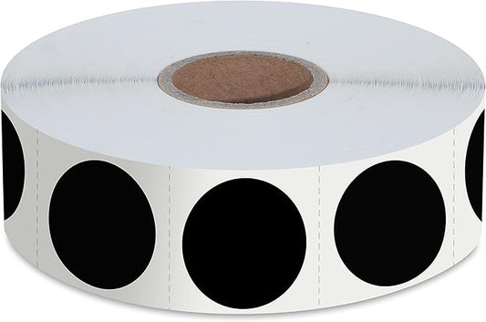 1500 PCS Black Round Color Coding Circle Dots Inventory Stickers Labels with Perforation Line in Roll (Each Measures 1" in Diameter)