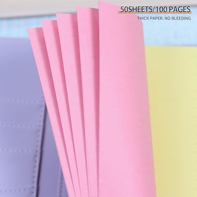 A6 Planner Inserts,Colorful Line Journal Fillers for 6-Ring Binder,5-Color Loose Leaf Planner Filler Paper (50, A6-BLANK)