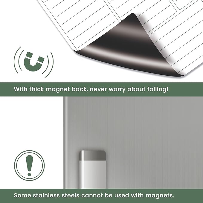 Magnetic Weekly Dry Erase Board for Fridge, Greenery Weekly Calendar Whiteboard Set for Refrigerator - Magnetic Weekly Calendar Planner with 2 List Boards, 4 Markers + Eraser