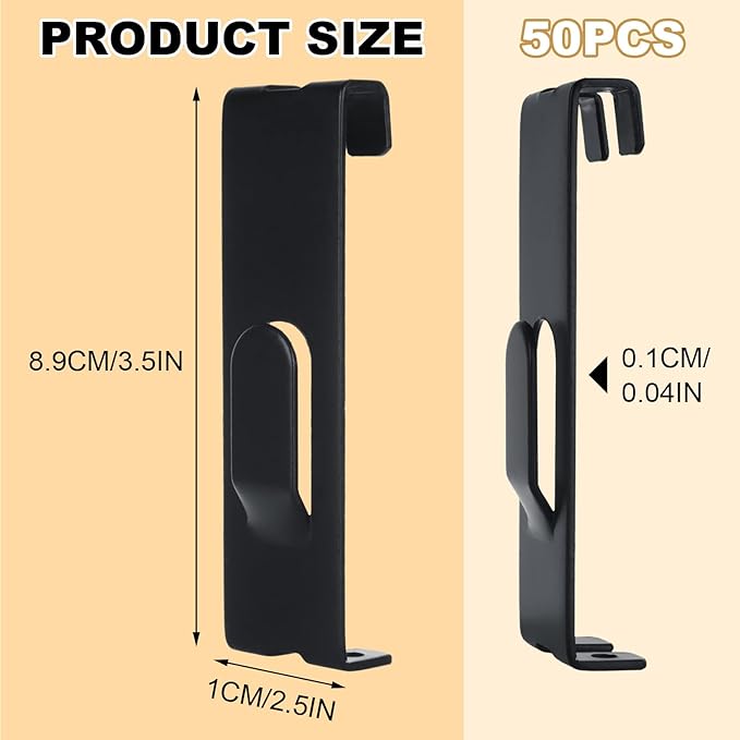 50 Pcs Gridwall Hooks Utility Notch Grid Wall Hooks, Black Metal Grid Wall Picture Hanger WallGrid Panel Pegs Gridwall Accessories for Picture Photo Frame Painting Artworks Canvas