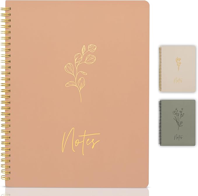 ZICOTO Aesthetic Spiral Notebook Journal For Women - Cute Pink 10.5 x 8.5 College Ruled To Do List Notepad With Large Pockets - Perfect to Stay Organized and Boost Productivity at Work or School