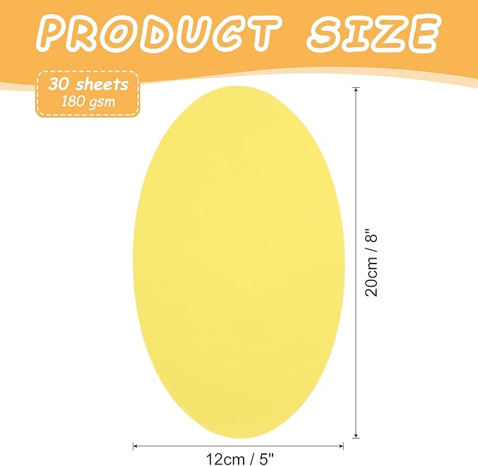 MECCANIXITY 8 Inch Oval Card Stock, 30 Pcs Colored Cutouts Paper Thick Cardstock Coaster for DIY Craft Projects Classroom Bulletin Board Decor, Yellow