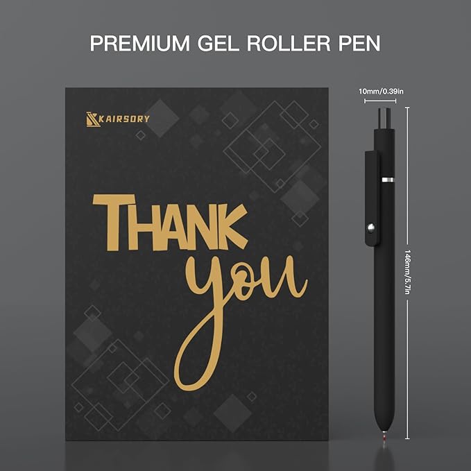 Retractable Gel Pens,0.5mm Fine Point Pen Smooth Writing japanese gel pen, quick drying black ink,High-End Series Ballpoint,Gifts for Women and Men(10 Pcs Black Ink-Black Gray shaft pens)