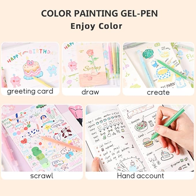 Gel Pens with Fine Point 0.6mm, 9 Colors Drawing Pencils for Adult Coloring Books Smooth Writing Pen Set for Journaling(Morandi Salt)