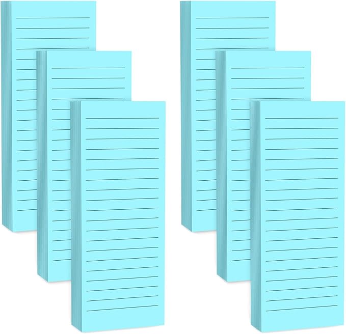Magnetic Notepads Note Pads for Fridge with Full Magnet Back, 180 Sheets Blue Lined Refrigerator Notepad, 30 Sheets Per Pad for Grocery List, Shopping List, Office, Home, To-Do Lists & Memos