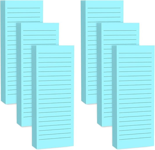 Magnetic Notepads Note Pads for Fridge with Full Magnet Back, 180 Sheets Blue Lined Refrigerator Notepad, 30 Sheets Per Pad for Grocery List, Shopping List, Office, Home, To-Do Lists & Memos