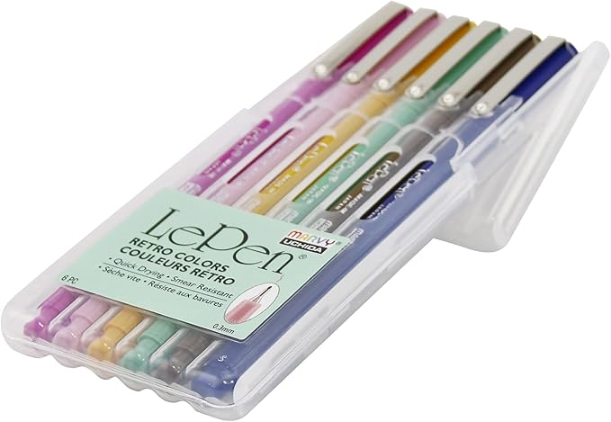 Le Pen Retro Colors 6 Piece Set, 0.3mm point