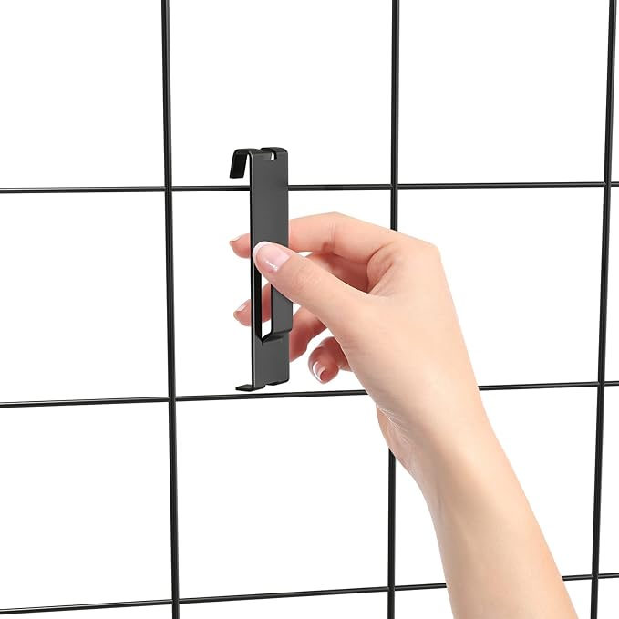 50 Pcs Gridwall Utility Notch Hook Gridwall Picture Hanger Commercial Black Grid Wall Panel Pegs for Panel Pegboard Grid Shelf Hanging Display (50, Black)