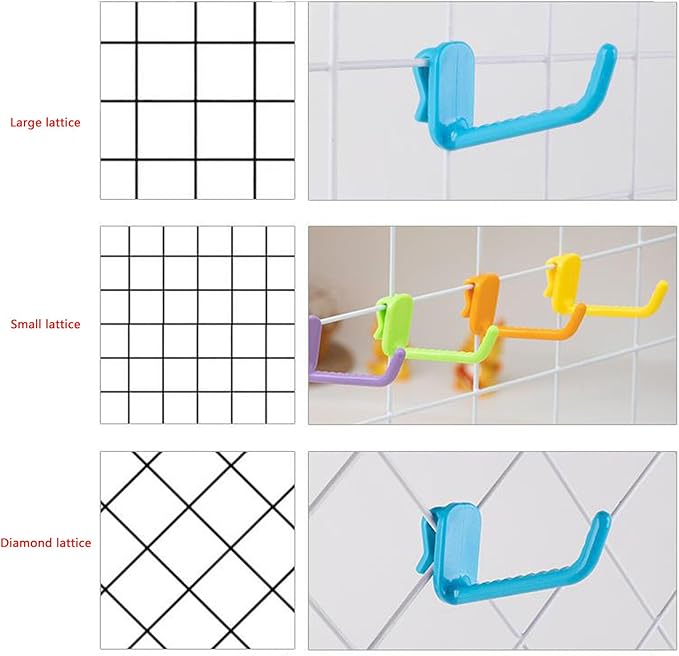 2 Pack Grid Panels Hanging Wire Basket Storage with Plastic Hooks for Gridwall Display Stand Wire Rack Wall Photo Grid Shelf Commercial Shop Retail Art Fair