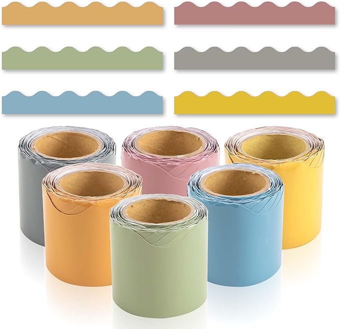 6 Rolls 206.69ft Fall Bulletin Board Decorations, Bulletin Board Borders Roll for Classroom, Scalloped Trim Colorful Borders for Back to School Theme Classroom Office Decor Supplies(Cottage)